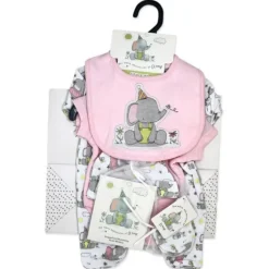 Rose Textiles - 6Pk Baby Girl Gift Set, Flump The Elephant Pink