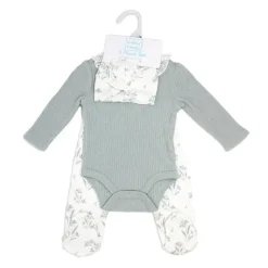 Rose Textiles - 3Pk Baby Girls Take Me Home Set, Blue Floral