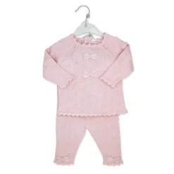 Rose Textiles - 2Pk Baby Girls Knit Bow Set, Pink