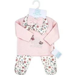 Rose Textiles - 3Pk Baby Girl Quilted Take Me Home, Itty Bitty So Pretty Pink