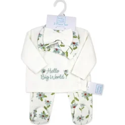 Rose Textiles - 3Pk Baby Girl Quilted Take Me Home Set, Hello Big World