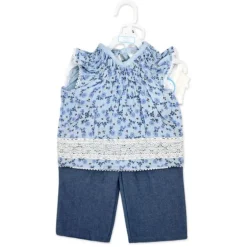 Rose Textiles - 3Pk Baby Girl Pant Set, Blue Floral