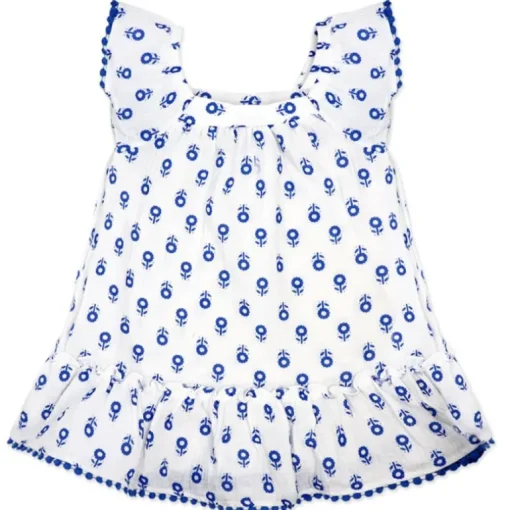 Rose Textiles - 2Pk Baby Girls Dress Set, Blue Floral
