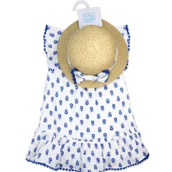 Rose Textiles - 2Pk Baby Girls Dress Set, Blue Floral