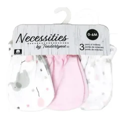 Rose Textiles - 3Pk Bebê Menina Elefante Rosa Luva
