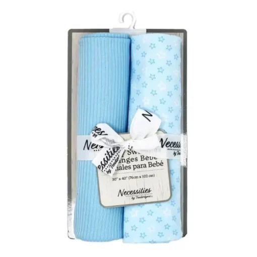 Rose Textiles - 2Pk Blue Star Knit Swaddle