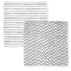 Rose Textiles - 2Pk Cobertores de Musselina Doodle Cinza