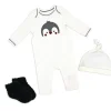 Rose Textiles - 3Pk Neutral Waffle Coverall Set, Penguin Ivory