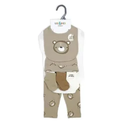 Rose Textiles - 10Pk Neutral Socks Hanging Set, Beige Bear