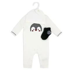 Rose Textiles - 3Pk Neutral Waffle Coverall Set, Penguin Ivory