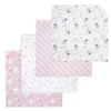 Rose Textiles - 4Pk Receiving Blanket, Pink Elephant & Balloon