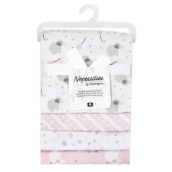 Rose Textiles - 4Pk Receiving Blanket, Pink Elephant & Balloon