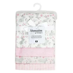 Rose Textiles - 4Pk Receiving Blanket Pink Bunnies