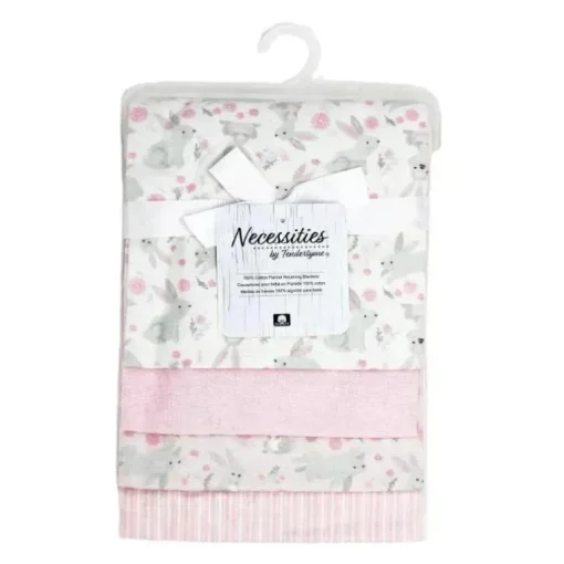 Rose Textiles - 4Pk Receiving Blanket Pink Bunnies