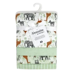 Rose Textiles - 4Pk Receiving Blanket, Sage Safari