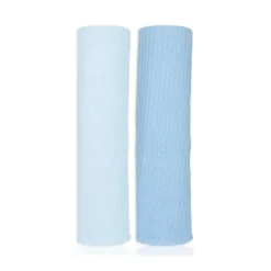 Rose Textiles - 2Pk Rib Blue Knit Swaddles