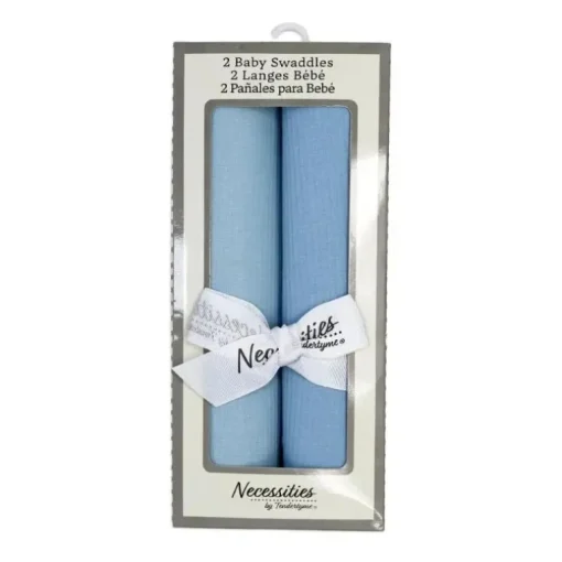 Rose Textiles - 2Pk Rib Blue Knit Swaddles