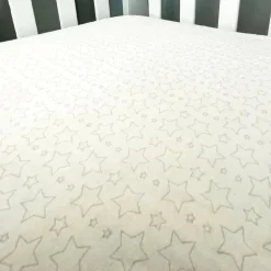 Rose Textiles - Star Flannel Crib Shee,: Cinza