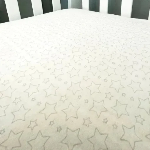 Rose Textiles - Star Flannel Crib Shee,: Cinza