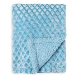 Rose Textiles - Texturas Cobertor de pelúcia de 2 camadas, azul