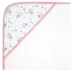 Rose Textiles - Toalha com Capuz Elefante, Rosa