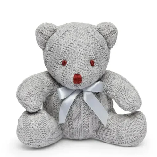 Rose Textiles - Urso de malha de cabo, cinza
