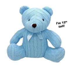 Rose Textiles - Urso de malha de 12 cabos, azul