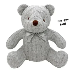 Rose Textiles - Urso de malha de 12 cabos, cinza