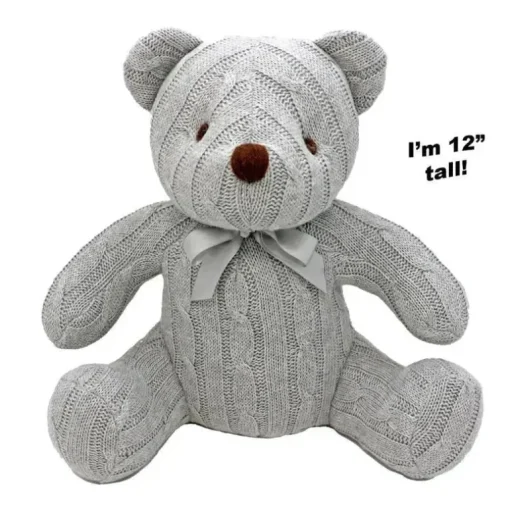 Rose Textiles - Urso de malha de 12 cabos, cinza