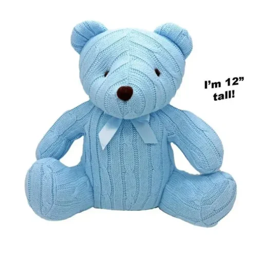 Rose Textiles - Urso de malha de 12 cabos, azul