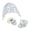 Rose Têxteis - Baby All Over Print Conjunto de chapéu de pelúcia e sapatilha, cinza
