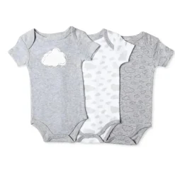 Rose Têxteis - 3Pk Body Urze Neutro para Bebê, Nuvem