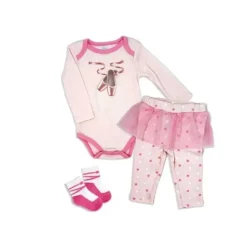 Rose Têxteis - 3Pk conjunto de calças para bebê menina, balé