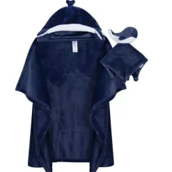Roupa de cama Gerber - 2 peças de cobertor de segurança e conjunto de cobertor com capuz, baleia