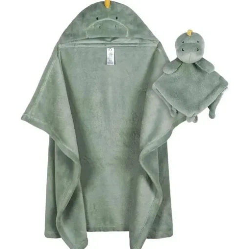 Roupa de cama Gerber - 2 peças de cobertor de segurança e conjunto de cobertor com capuz, Boy Dino Time