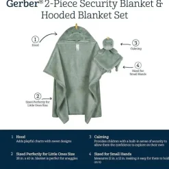 Roupa de cama Gerber - 2 peças de cobertor de segurança e conjunto de cobertor com capuz, Boy Dino Time