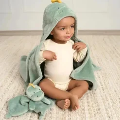 Roupa de cama Gerber - 2 peças de cobertor de segurança e conjunto de cobertor com capuz, Boy Dino Time