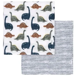 Roupa de cama Gerber - Cobertor de musselina 2Pk, Boy Dino Time