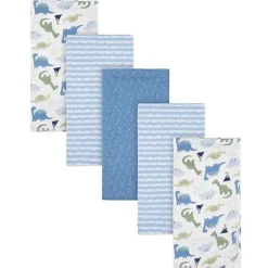 Roupa de Cama Gerber - Cobertor de Bebê de Flanela 5Pk - Menino Dino Azul Espaço