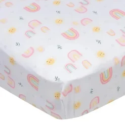 Roupa de Cama Gerber - Lençol de Berço de 1 Unidade - Arco-íris de Menina