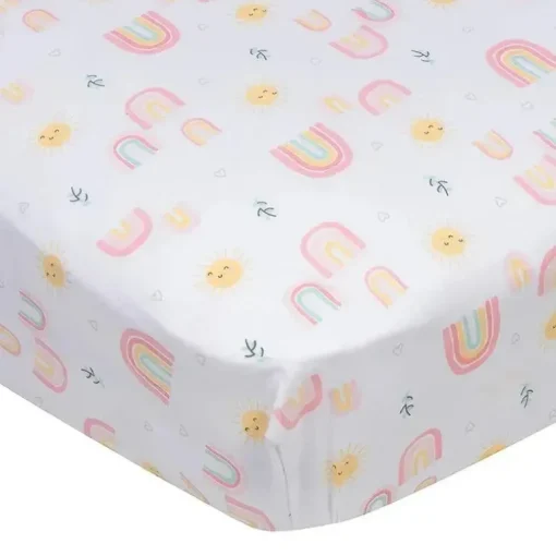 Roupa de Cama Gerber - Lençol de Berço de 1 Unidade - Arco-íris de Menina