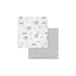 Roupa de cama Gerber - manta de musselina 2 unidades, animais neutros + geos