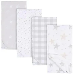 Roupa de cama Gerber - manta de flanela 4Pk, neutra celestial