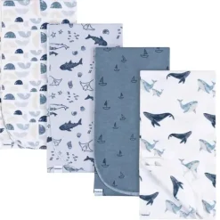 Roupa de cama Gerber - manta de flanela 4Pk, baleia
