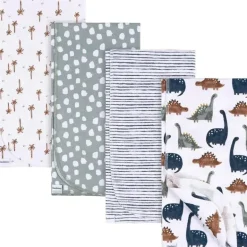 Roupa de cama Gerber - manta de flanela 4Pk, Boy Dino Time