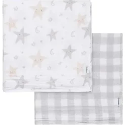 Roupa de cama Gerber - manta de musselina 2 unidades, neutra celestial
