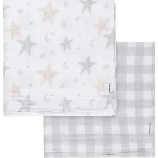 Roupa de cama Gerber - manta de musselina 2 unidades, neutra celestial