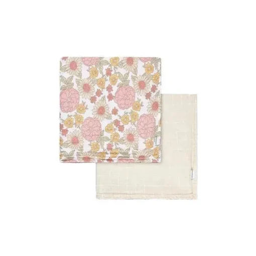 Roupa de cama Gerber - manta de musselina 2Pk, menina retrô floral