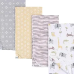 Roupa de cama Gerber - manta de flanela 4Pk, animais neutros