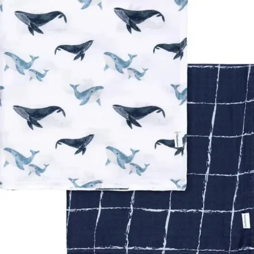 Roupa de cama Gerber - manta de musselina 2Pk, baleia